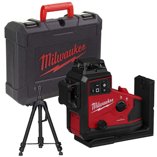 Milwaukee M12A3PLO-0C 12V M12 Green Auto Alignment 360° 3 Plane Laser with 1.2m Compact Laser Tripod & Case