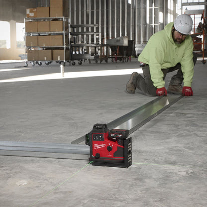 Milwaukee M12A3PLO-0C 12V M12 Green Auto Alignment 360° 3 Plane Laser with 1 x 2.5Ah Battery Charger Case & Laser Tripod