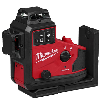 Milwaukee M12A3PLO-0C 12V M12 Green Auto Alignment 360° 3 Plane Laser with 1 x 2.0Ah Battery Charger Case & Laser Tripod